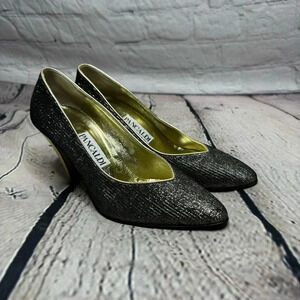 Pancaldi Black and Gold Metallic Heels Wome size 7B